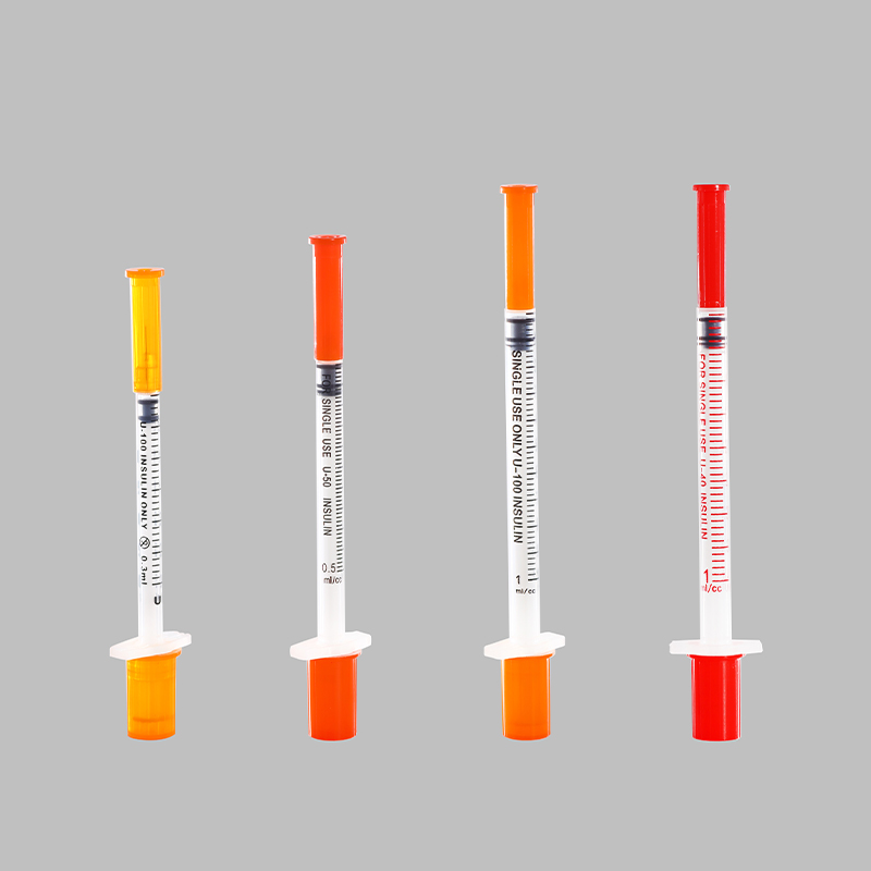 Disposable syringe for insulin with fixed needle